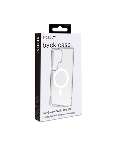 Celly GELSKINMAG1122 Funda Transparante con Carga Inalámbrica Samsung Galaxy S25 Ultra 5G