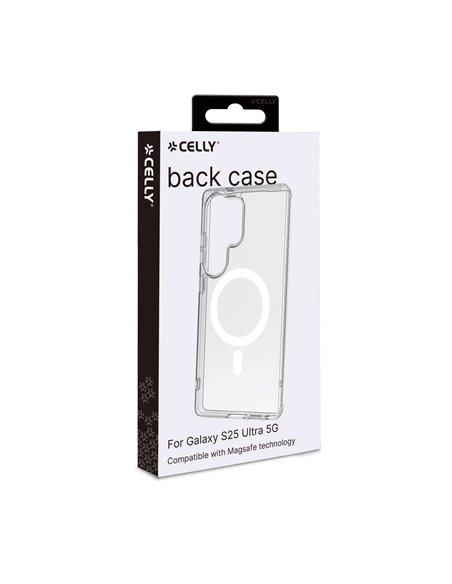 Celly GELSKINMAG1122 Funda Transparante con Carga Inalámbrica Samsung Galaxy S25 Ultra 5G