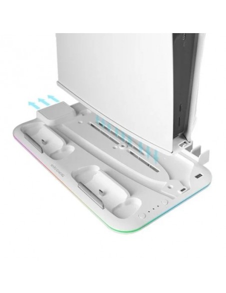 Mars Gaming MPS5-B2 Soporte Neón RGB PS5 Slim Estándar y Digital con Cargador Doble de Mandos Blanco