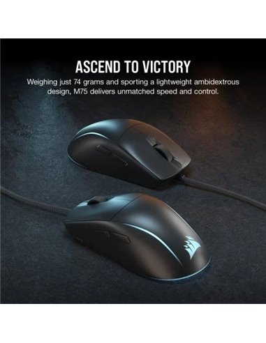 Corsair M75 RGB Ratón Gaming 26000 DPI Negro