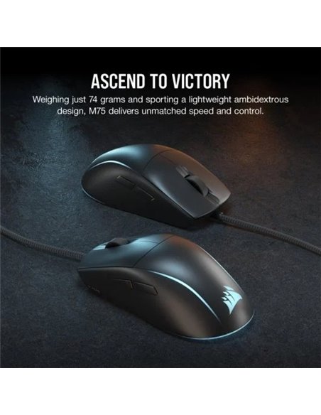 Corsair M75 RGB Ratón Gaming 26000 DPI Negro