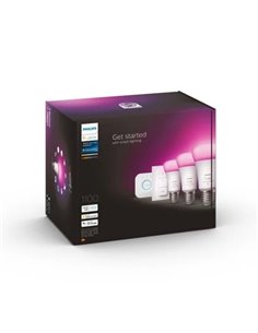 Philips Hue Kit de inicio 3 bombillas inteligentes E27 1100 lm + regulador de intensidad + Hue Bridge