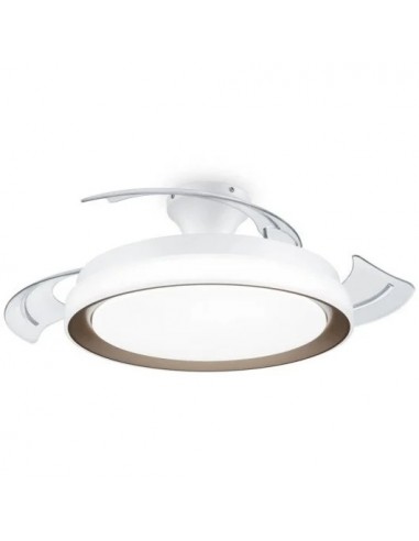 Philips Luz LED y Ventilador de Techo Retráctil Blanco/Dorado con Aspas Transparentes