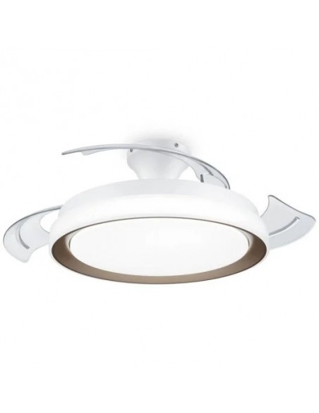 Philips Luz LED y Ventilador de Techo Retráctil Blanco/Dorado con Aspas Transparentes