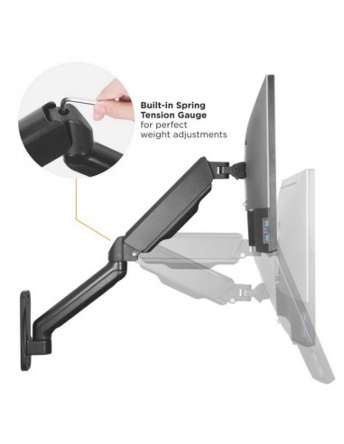 Equip 650138 Soporte de Pared Orientable para 2 Pantallas de 17"-32" Brazo 564mm Muelle de Gas hasta 9kg
