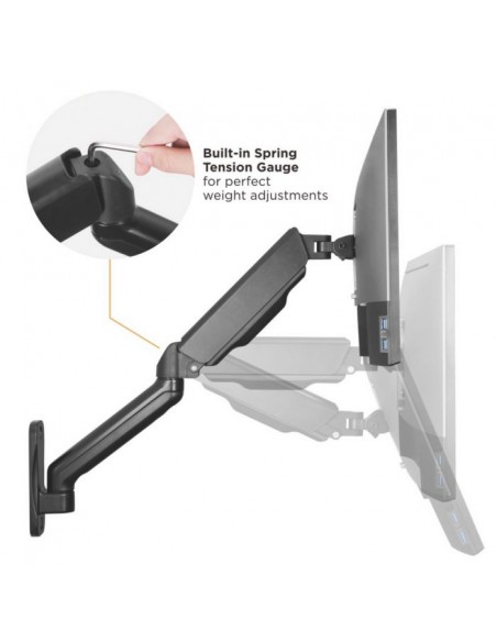 Equip 650138 Soporte de Pared Orientable para 2 Pantallas de 17"-32" Brazo 564mm Muelle de Gas hasta 9kg