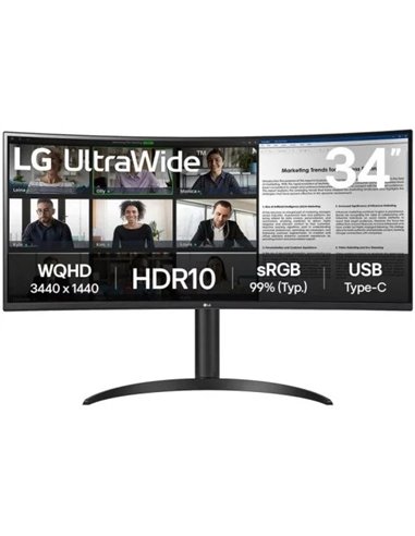 LG 34WR55QK-B 34" LED VA UltraWide QHD 100Hz Curva USB-C Monitor