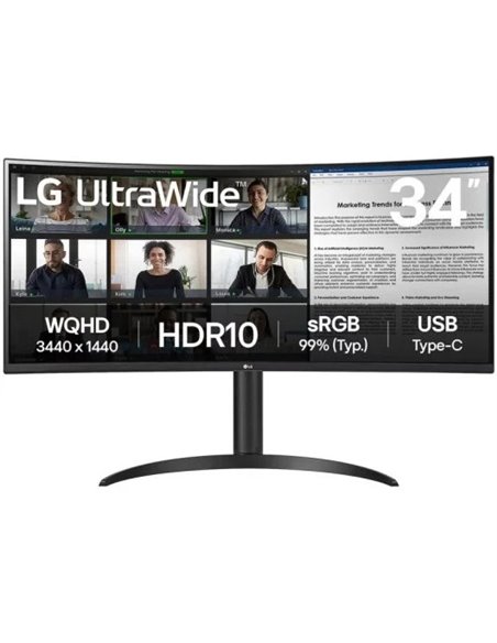 LG 34WR55QK-B 34" LED VA UltraWide QHD 100Hz Curva USB-C Monitor