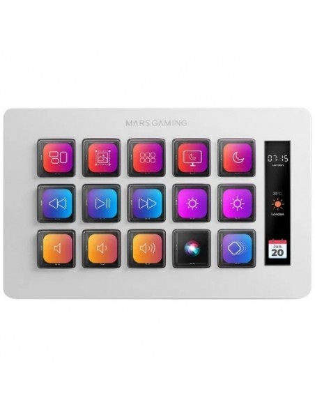Mars Gaming MSD-ONE Control Deck Slim 15 Teclas Personalizables Pantalla LCD