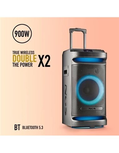 NGS Wild Space 1 Altavoz Portátil Inalámbrico Batería con Woofer 10" TWS BT/USB/AUX 180W RMS Negro