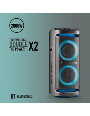 NGS Wild Space 2 Altavoz DJ Portátil Inalámbrico BT/USB/AUX IN 400W RMS Negro