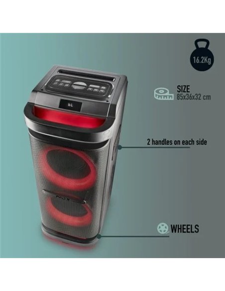 NGS Wild Space 2 Altavoz DJ Portátil Inalámbrico BT/USB/AUX IN 400W RMS Negro