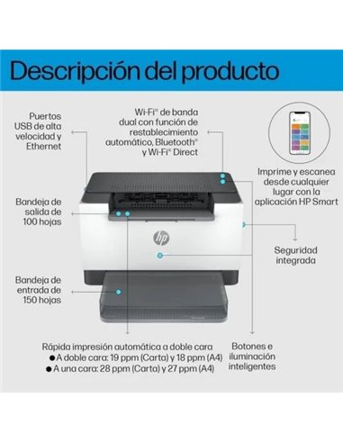 HP LaserJet SFP M207dw WiFi Dúplex Impresora Láser Monocromo A4