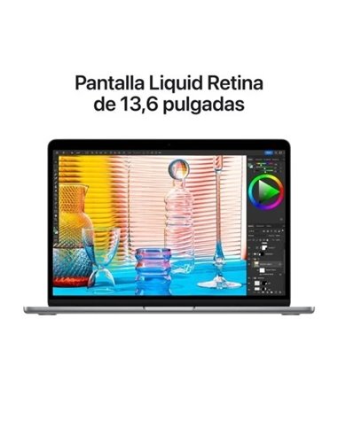 Apple MacBook Air Apple M2 8 Núcleos/ 16GB/ 256GB SSD/ GPU 8 Núcleos/ 13.6" Gris Espacial