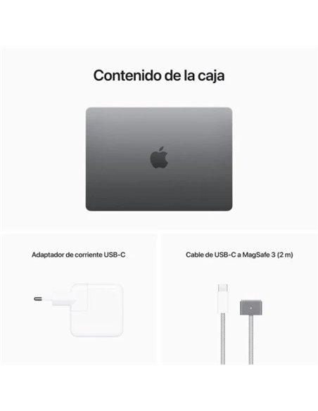Apple MacBook Air Apple M2 8 Núcleos/ 16GB/ 256GB SSD/ GPU 8 Núcleos/ 13.6" Gris Espacial