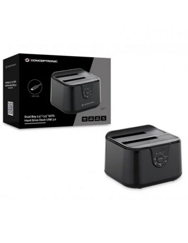 Conceptronic DONN12B Docking Station 2.5"/3.5" SATA USB 3.2 Gen1 de Doble Bahía