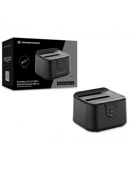 Conceptronic DONN12B Docking Station 2.5"/3.5" SATA USB 3.2 Gen1 de Doble Bahía