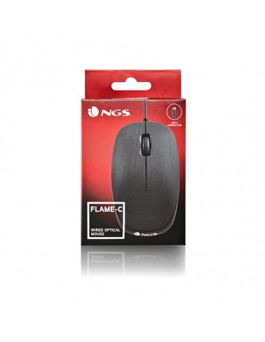 NGS Flame Ratón USB-C 1000DPI 2 Botones Negro