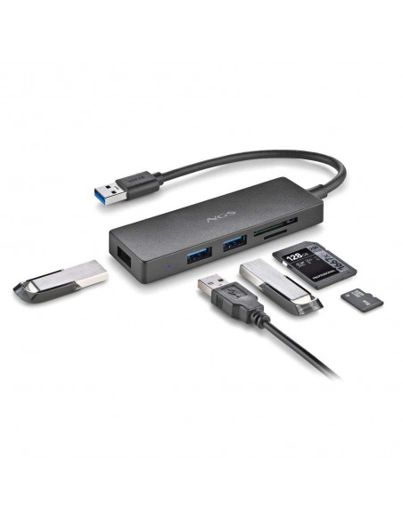 NGS IHUB READER HUB USB-A 3.2 5000Mbit/s a 3x USB 3.0 / SD / MicroSD Negro