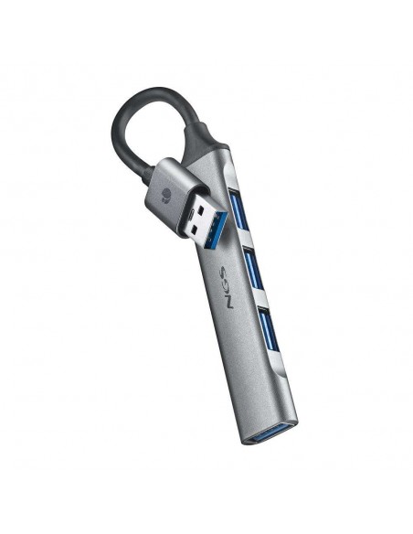 NGS IHUB4 MICRO HUB 4 Puertos USB-A 3.2 5000Mbit/s a 1x USB 3.2 / 3x USB Plata