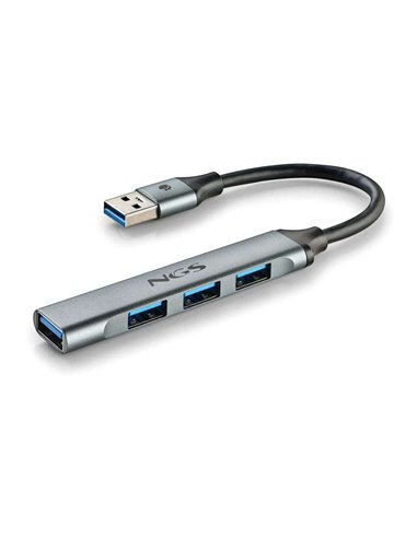 NGS IHUB4 MICRO HUB 4 Puertos USB-A 3.2 5000Mbit/s a 1x USB 3.2 / 3x USB Plata