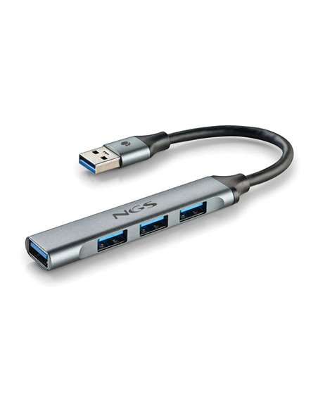 NGS IHUB4 MICRO HUB 4 Puertos USB-A 3.2 5000Mbit/s a 1x USB 3.2 / 3x USB Plata