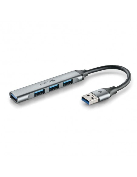 NGS IHUB4 MICRO HUB 4 Puertos USB-A 3.2 5000Mbit/s a 1x USB 3.2 / 3x USB Plata