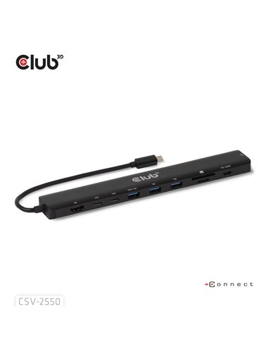 Club 3D Docking Station 10en1 USB-C de 10 Gbps, HDMI 8K30Hz PD3.1 140W