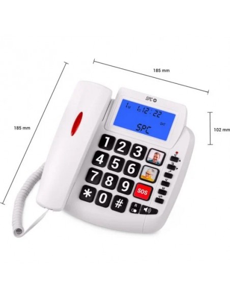 SPC Comfort Volume 2 Teléfono Sobremesa con Teclas Grandes para Personas Mayores Blanco