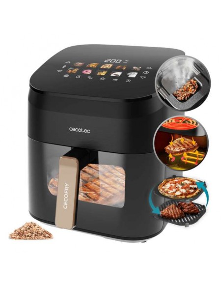 Cecotec Cecofry&Grill Smokin' 6500 Freidora de Aire con Doble grill y Ahumador 6.5L 2200W