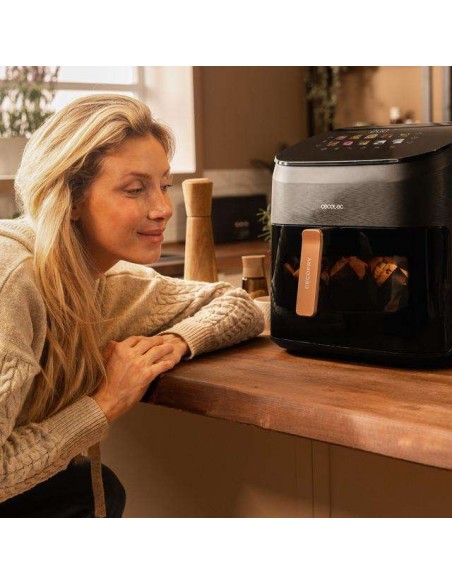 Cecotec Cecofry&Grill Smokin' 6500 Freidora de Aire con Doble grill y Ahumador 6.5L 2200W