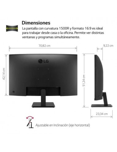 LG 32MR50C-B 31.5" LED FullHD 100Hz FreeSync Monitor Curvo