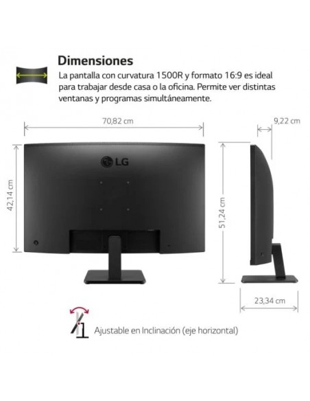 LG 32MR50C-B 31.5" LED FullHD 100Hz FreeSync Monitor Curvo