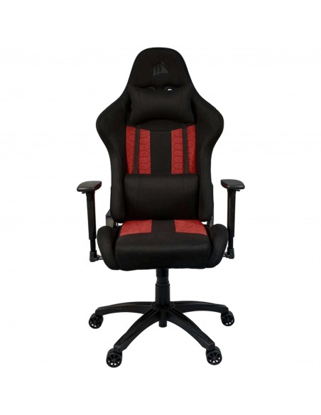 Corsair TC100 RELAXED Silla Gaming con Cojín y Almohada Cervical Negra/Roja