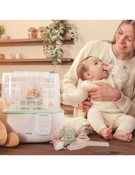 Cecotec Nana BabyCare DigitalSterilizer Esterilizador Digital para hasta 6 Biberones, con Soporte de Tetinas