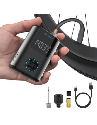 Cecotec Mini Air Max Inflador Eléctrico Compacto. Doble batería de 600mAh hasta 150psi