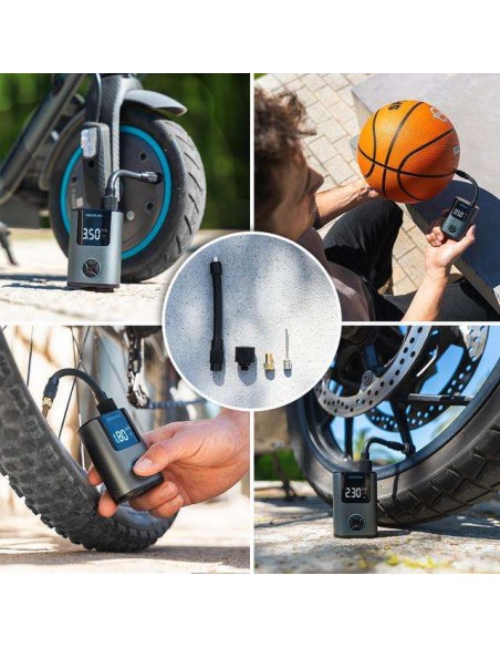 Cecotec Mini Air Max Inflador Eléctrico Compacto. Doble batería de 600mAh hasta 150psi