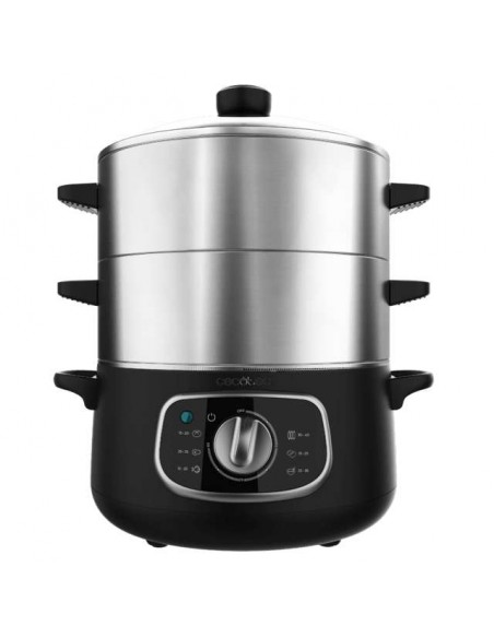 Cecotec Vapovita SteelPot Vaporera eléctrica de 1300W, con 3 Recipientes de Acero Inoxidable y 10L