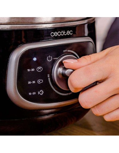 Cecotec Vapovita SteelPot Vaporera eléctrica de 1300W, con 3 Recipientes de Acero Inoxidable y 10L