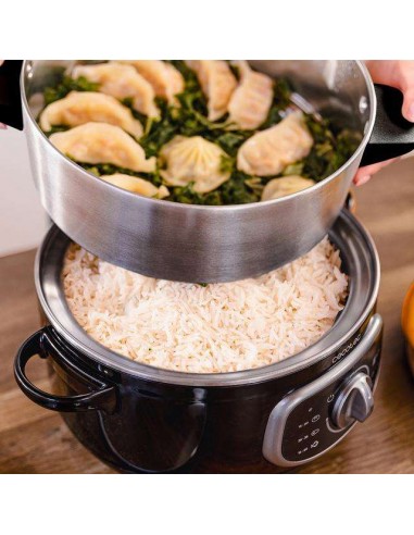 Cecotec Vapovita SteelPot Vaporera eléctrica de 1300W, con 3 Recipientes de Acero Inoxidable y 10L