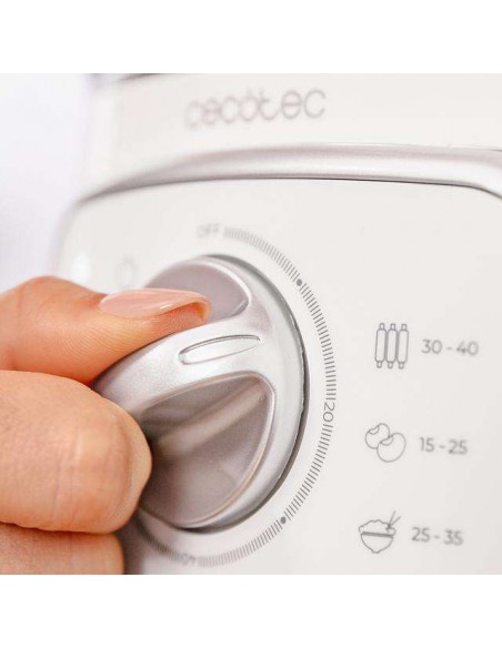 Cecotec Vapovita SteelPot White Vaporera Eléctrica de 1300W, con 3 Recipientes de Acero Inoxidable y 10L Capacidad