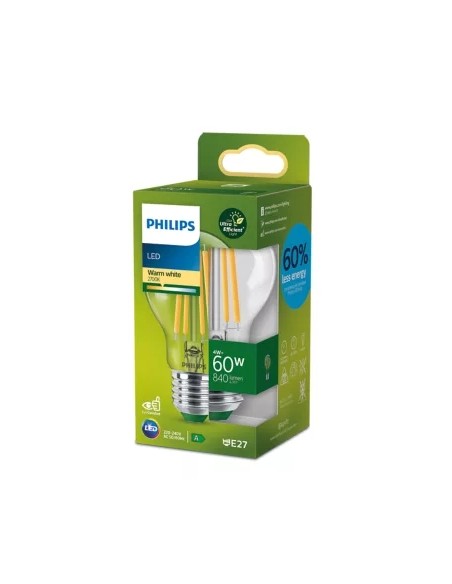 Philips Bombilla LED Classic UltraEfficient 60W E27 A60 840 Lúmenes 2700K