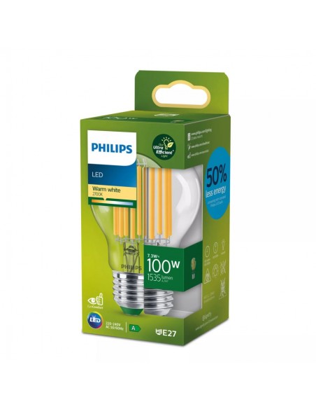 Philips Bombilla LED Classic UltraEfficient 100W E27 A70, 1535 Lúmenes 2700K
