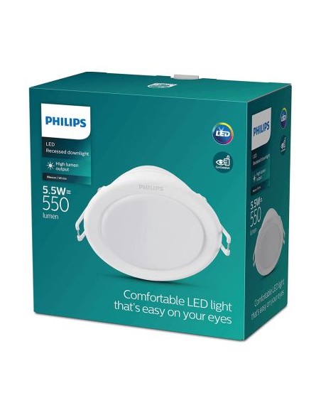 Philips Downlight LED Meson Empotrable 5.5W 90mm 550 Lúmenes 4000K