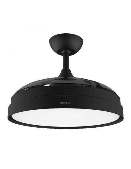 Cecotec EnergySilence Aero 4280 Invisible Black. Ventilador de Techo con Aspas Retráctites y Lámpara