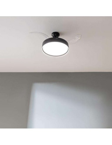 Cecotec EnergySilence Aero 4280 Invisible Black. Ventilador de Techo con Aspas Retráctites y Lámpara