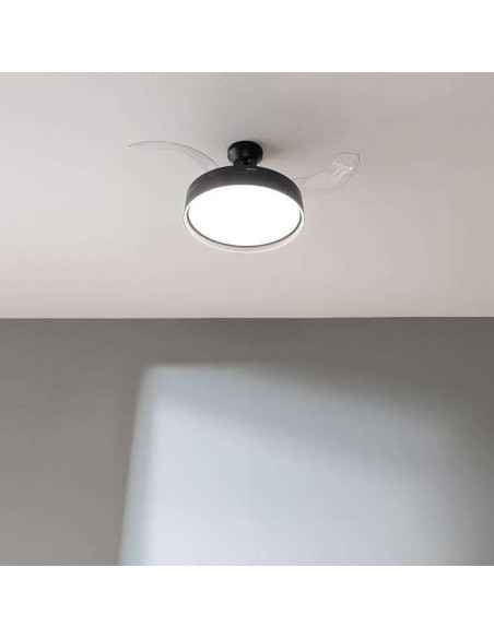 Cecotec EnergySilence Aero 4280 Invisible Black. Ventilador de Techo con Aspas Retráctites y Lámpara