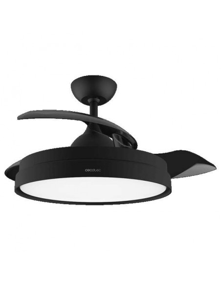 Cecotec EnergySilence Aero 4280 Invisible Black. Ventilador de Techo con Aspas Retráctites y Lámpara