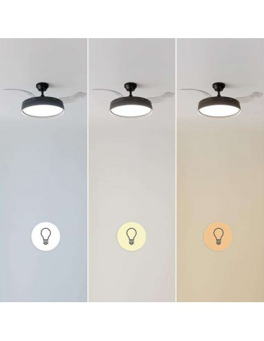 Cecotec EnergySilence Aero 4280 Invisible Black. Ventilador de Techo con Aspas Retráctites y Lámpara