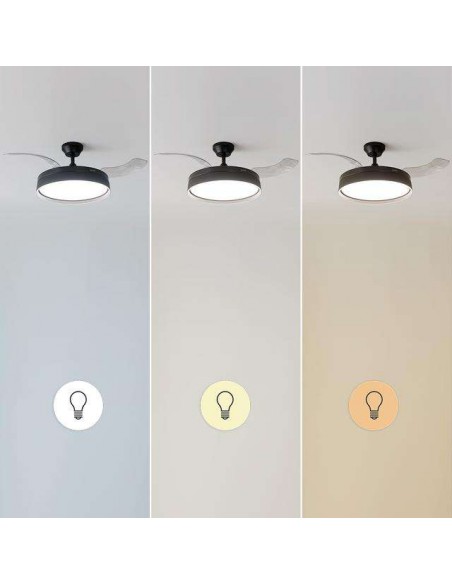 Cecotec EnergySilence Aero 4280 Invisible Black. Ventilador de Techo con Aspas Retráctites y Lámpara